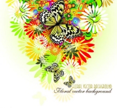 时尚花卉蝴蝶背景图片